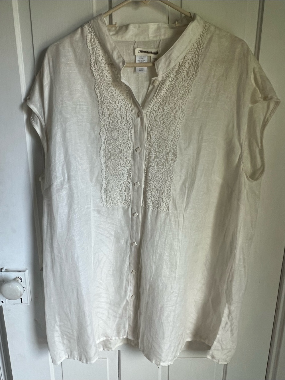 Coldwater Creek Women’s Sleeveless Light Cream Linen-Blend Top Size 2XL
